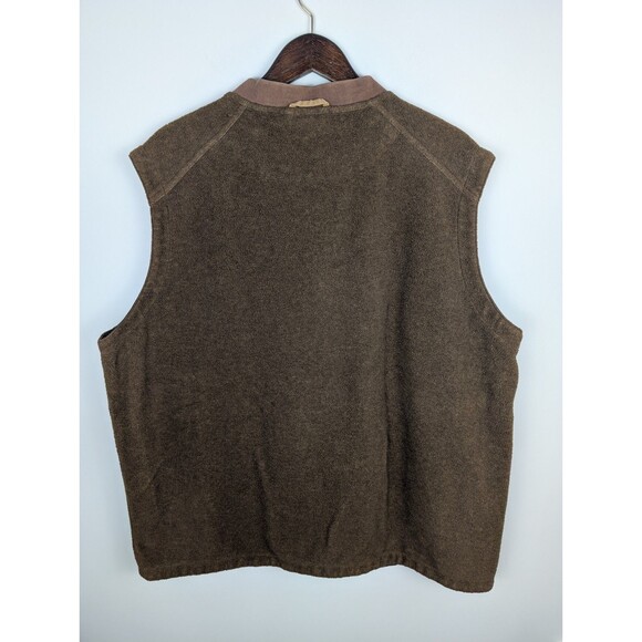 L.L. Bean Men's Vest XXL Brown Full Zip Sweater Fleece Hiking Outdoors Y2K 90's - Picture 6 of 14